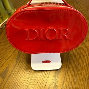 Dior Beauty Pouch red patent makeup Bag -mini cosmetic travel Case